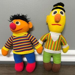 Vintage Hasbro Softies Sesame Street Bert & Ernie Plush Set
